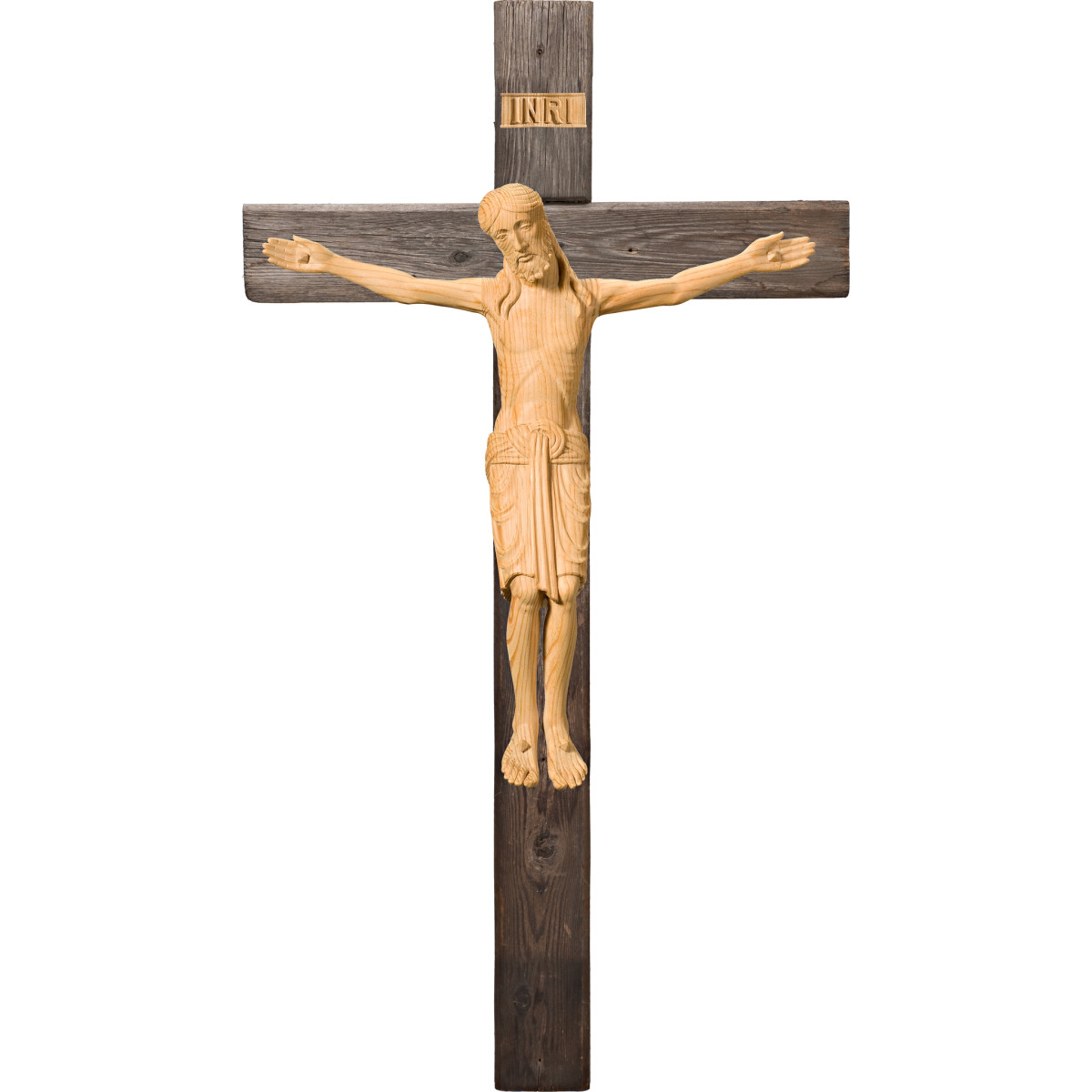 Cristo Románico en cruz Madera vieja